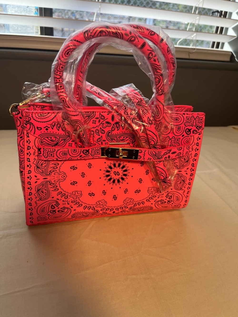 Bright Pink Patterned Top-Handle Crossbody Bag - NWOT